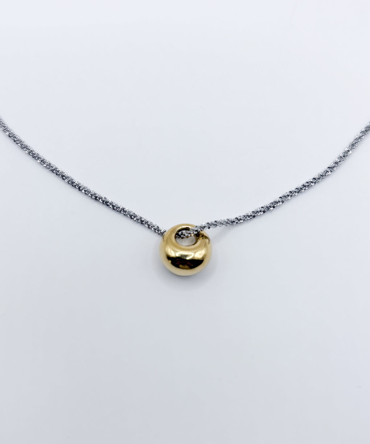 ボリュームリングシルバーチェーンネックレス【Gold】