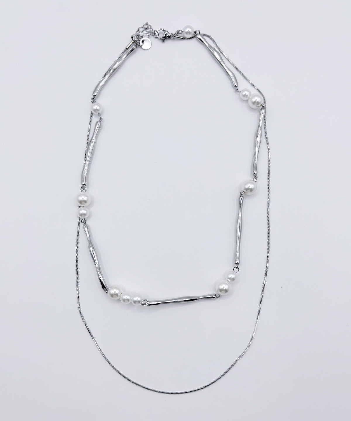 スティックパール2連ネックレス【Silver】
