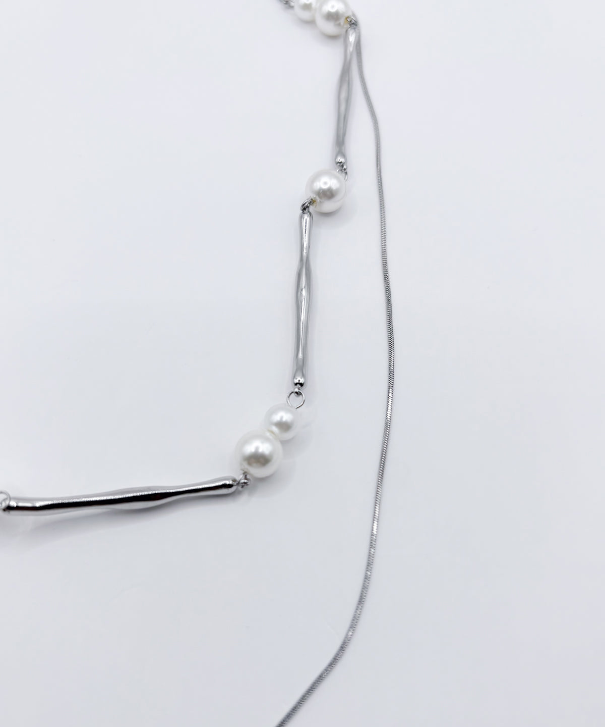 スティックパール2連ネックレス【Silver】