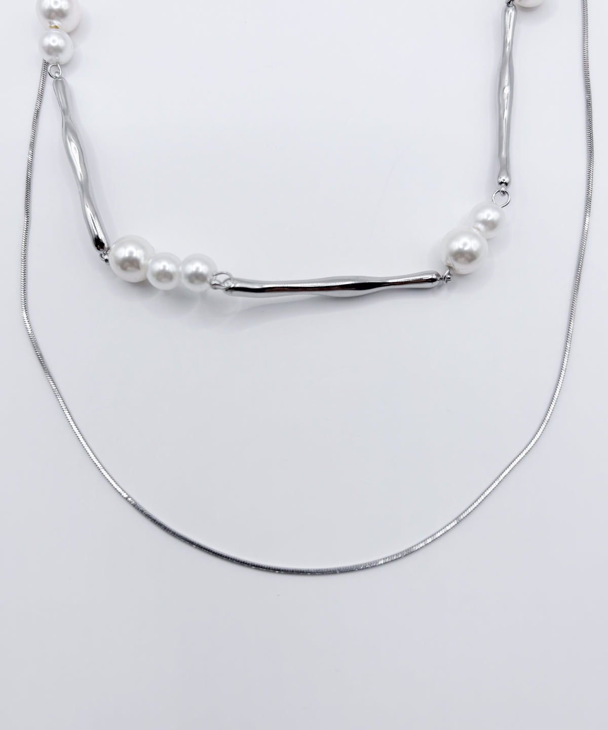スティックパール2連ネックレス【Silver】