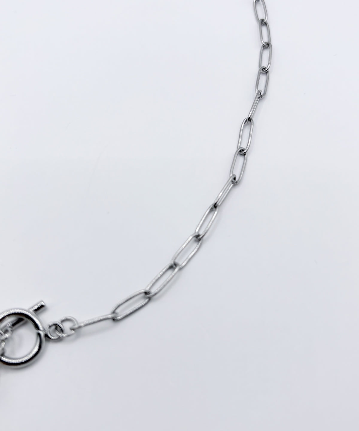 オーバルチェーンパールライクトップネックレス  【Silver】