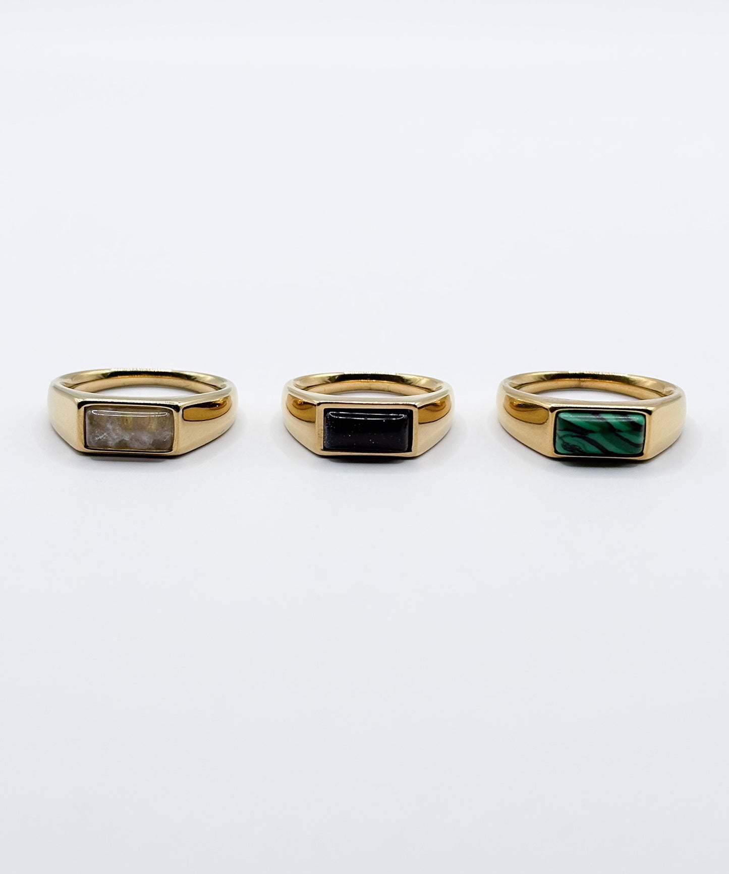 レクタングルストーンリング【Gold×Black】