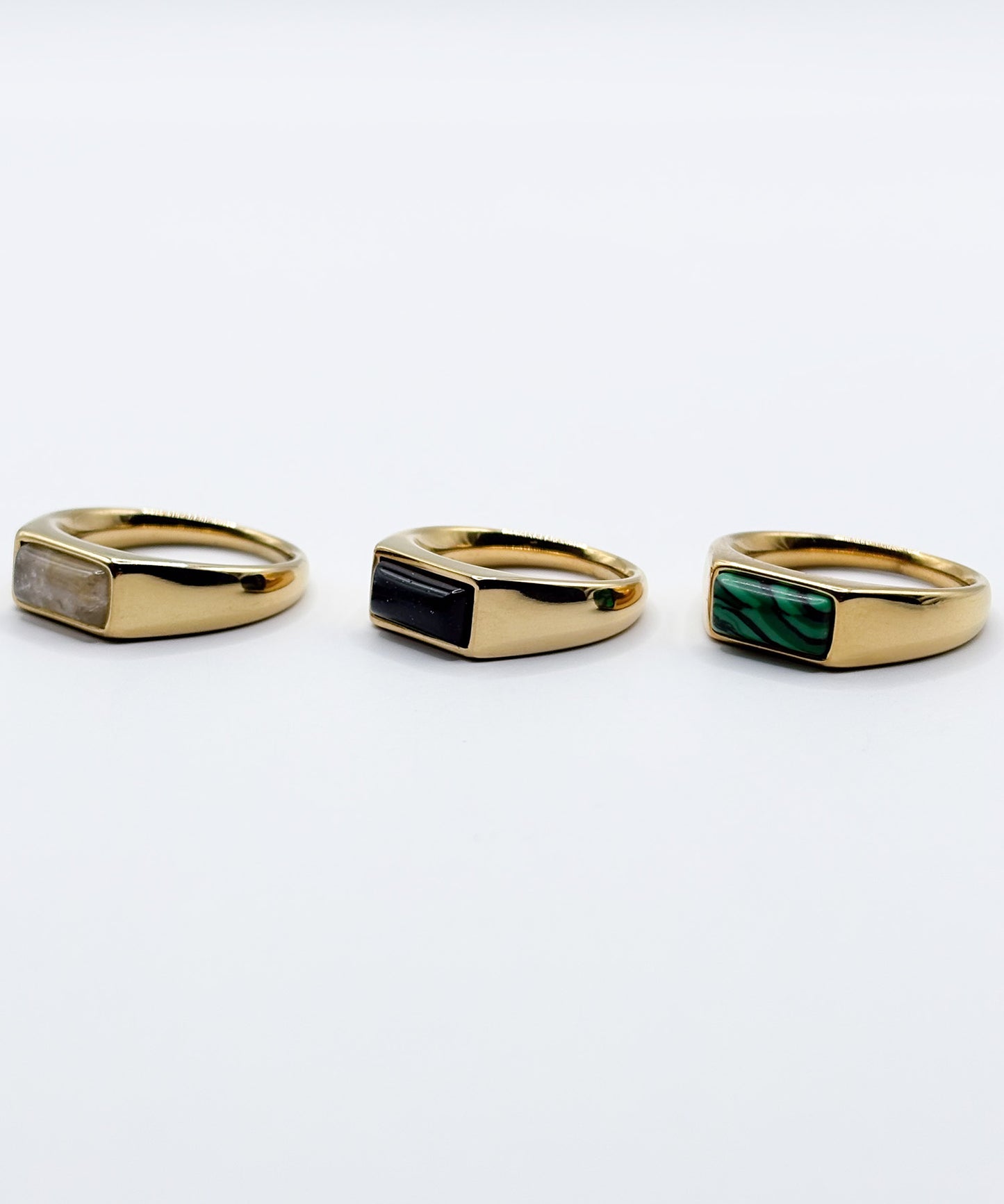 レクタングルストーンリング【Gold×Black】