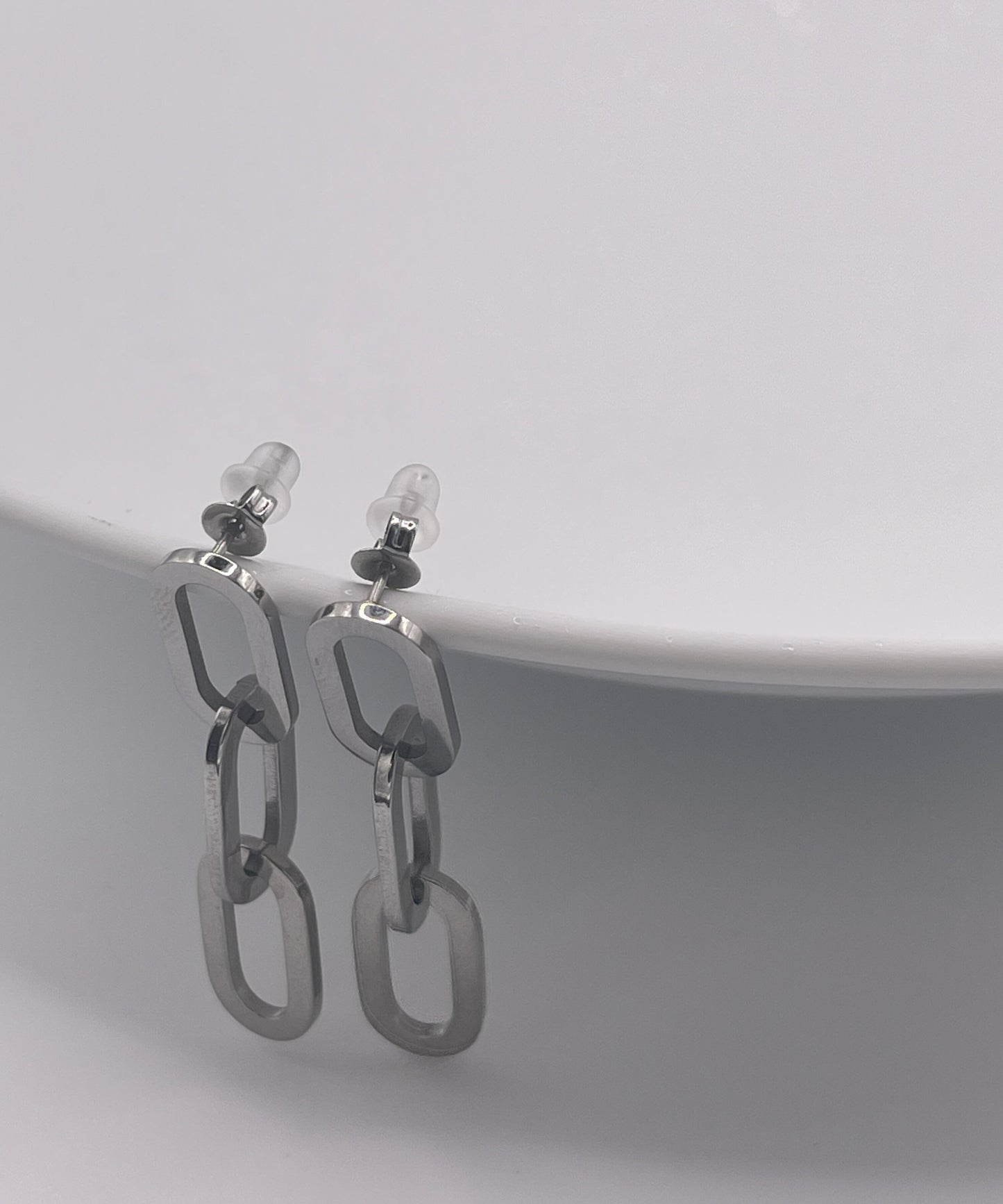 オーバルホール3連ピアス【Silver】