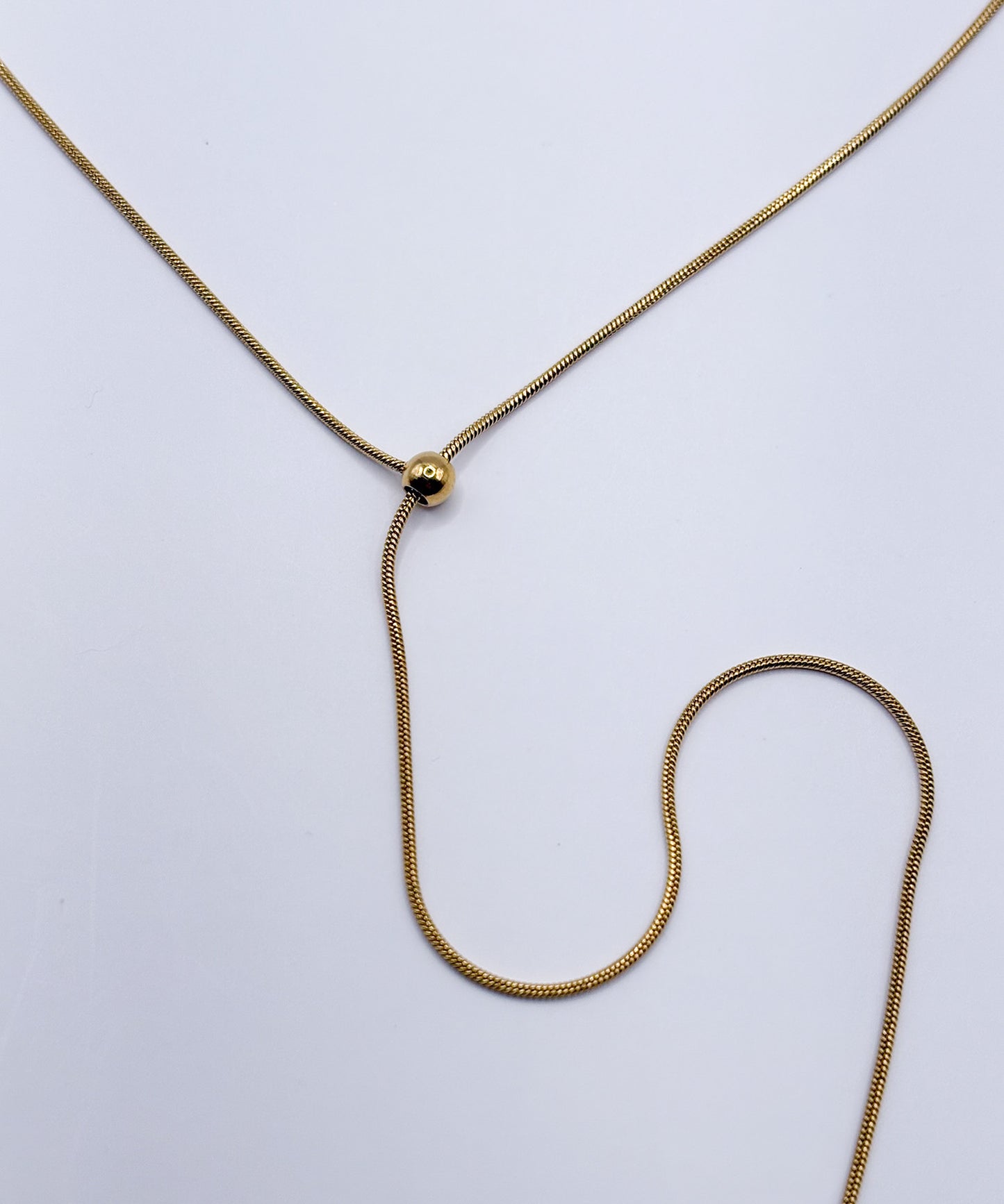 ベーシックスネークチェーンY字ネックレス【Gold】