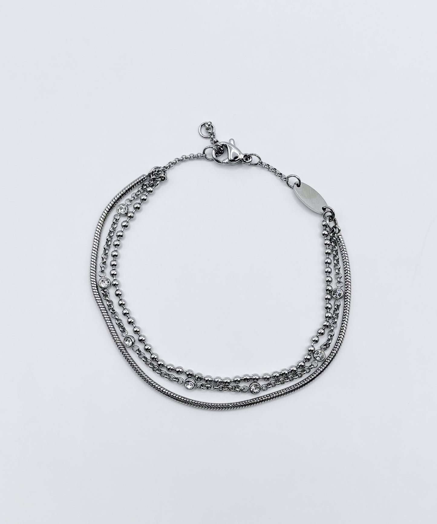 ミックスチェーン3連ブレスレット【Silver】