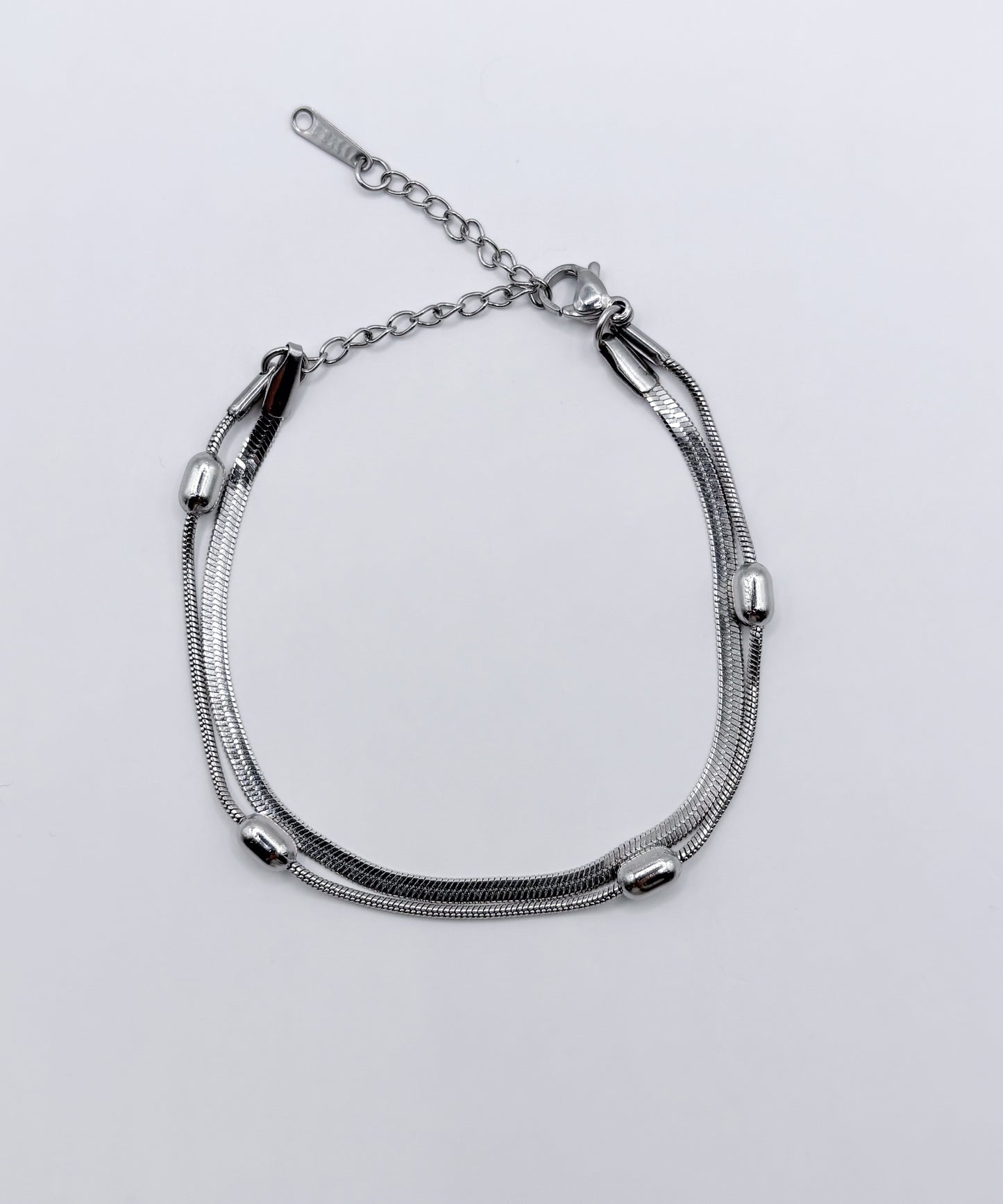 ステーションビーズ2連ブレスレット   【Silver】