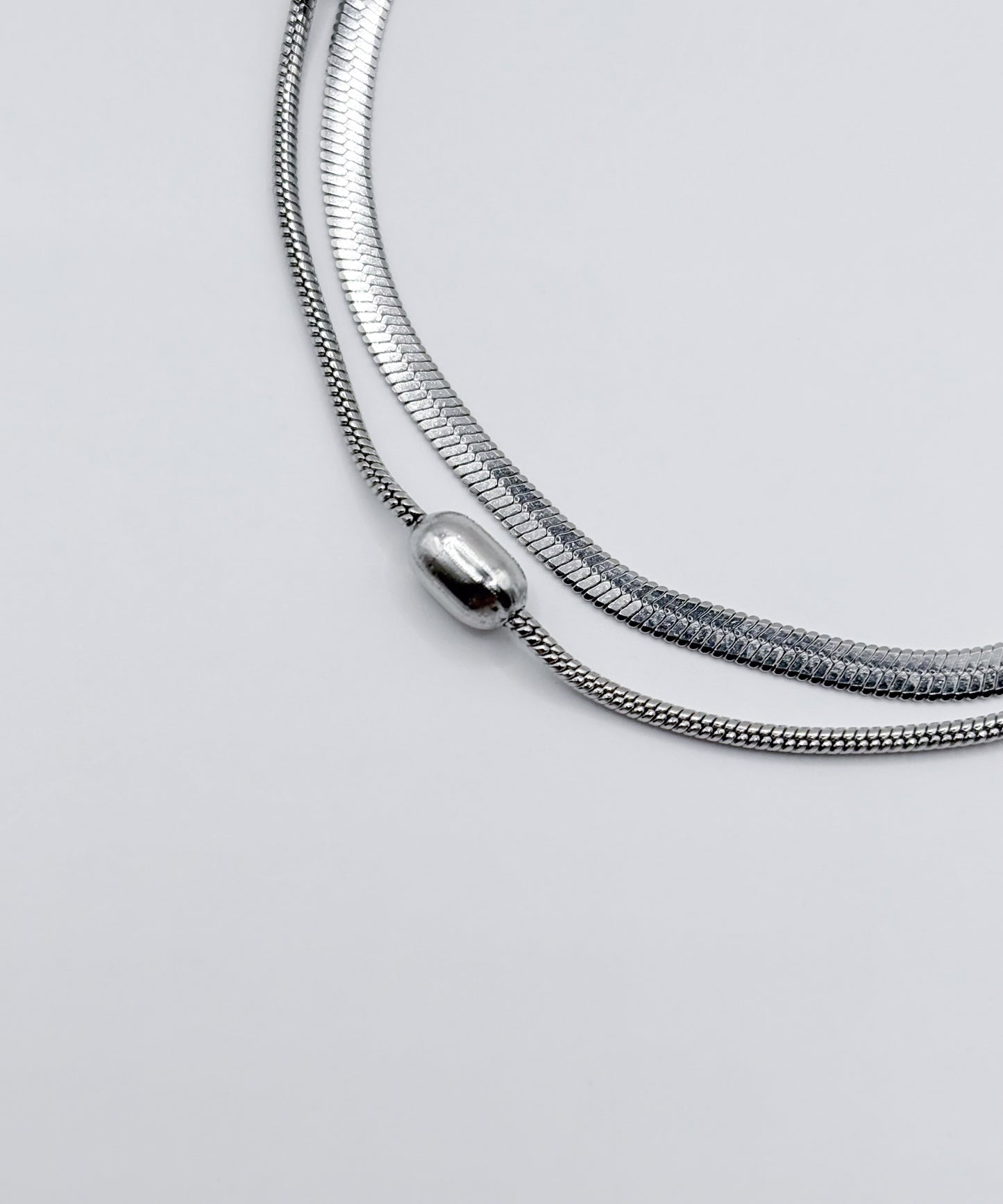 ステーションビーズ2連ブレスレット   【Silver】