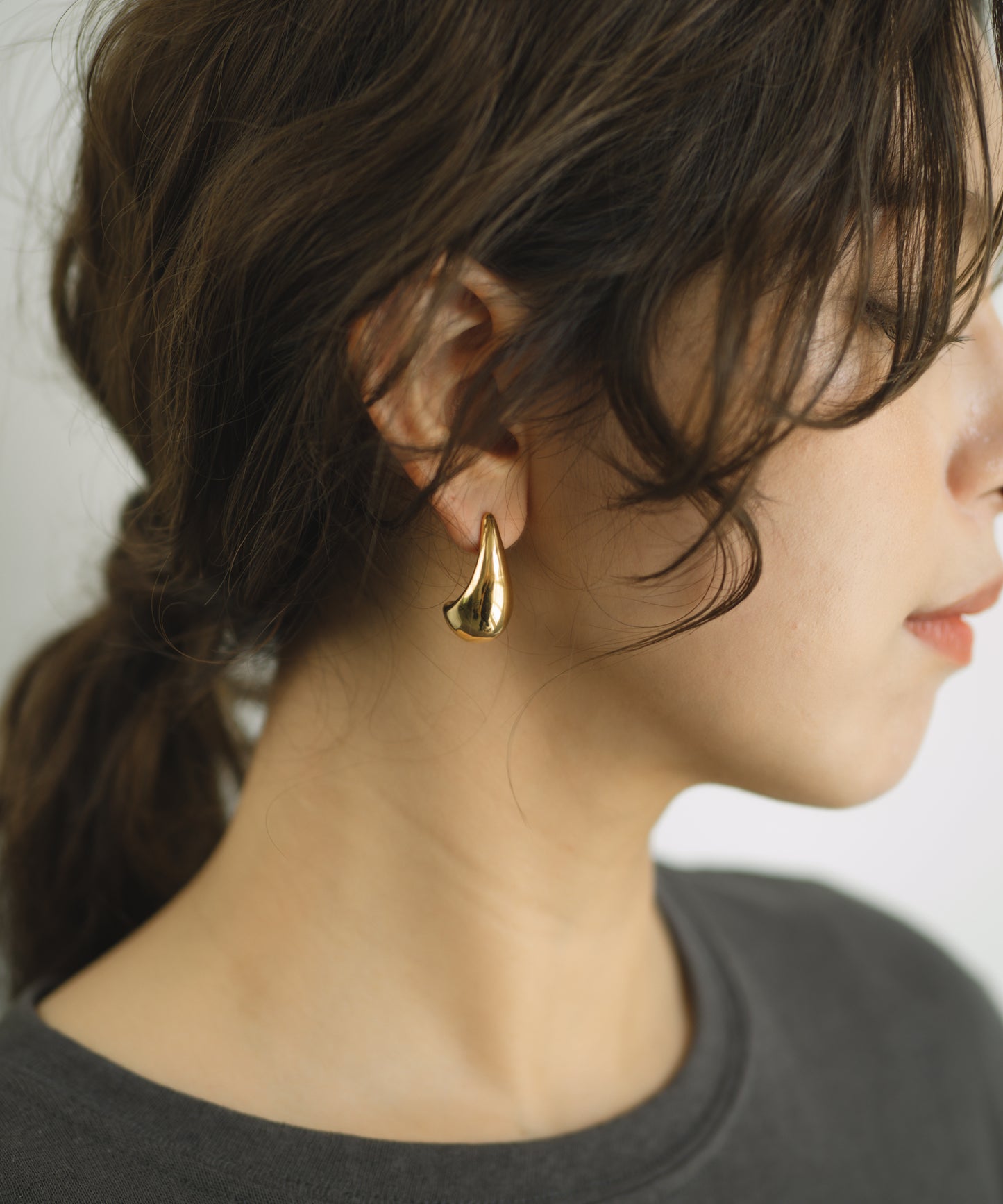 ボリュームドロップピアス【Gold】