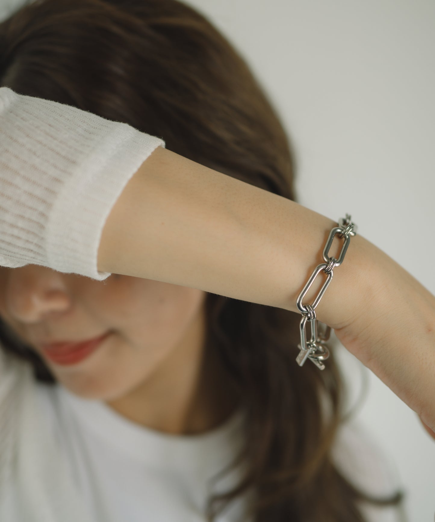 アンティークオーバルチェーンブレスレット			【Silver】