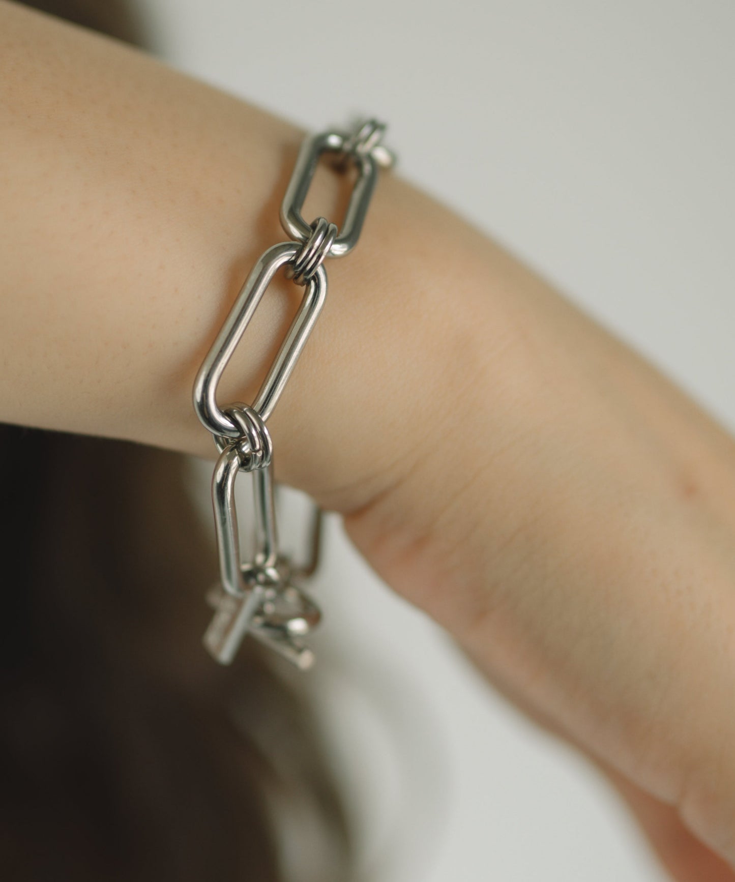 アンティークオーバルチェーンブレスレット			【Silver】